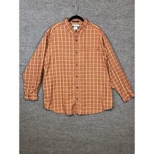 Columbia Long Sleeve Shirt Mens 2XL Rust Red Plaid Zip Pocket Outdoor Dad